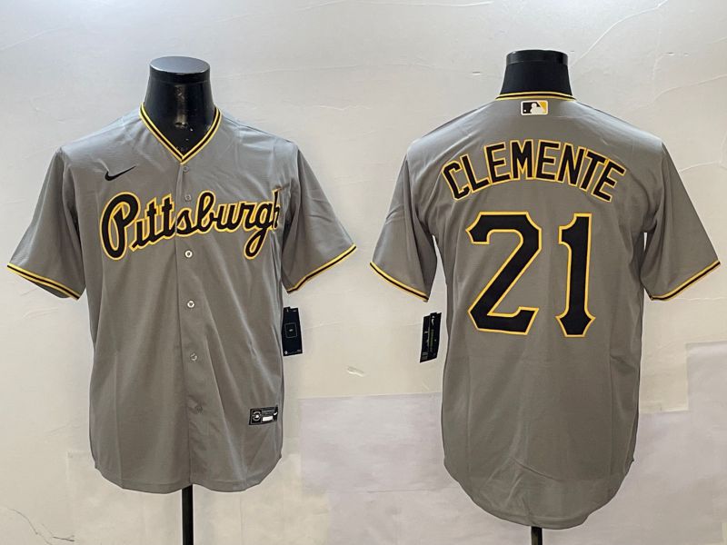 Men Pittsburgh Pirates #21 Clemente Grey Game Nike 2025 MLB Jersey style 1->los angeles dodgers->MLB Jersey